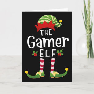 Gamer Christmas Elf Matching Pajama X-mas Party Card