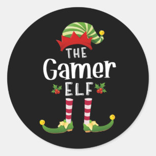 Gamer Christmas Elf Matching Pajama X-mas Party  Classic Round Sticker