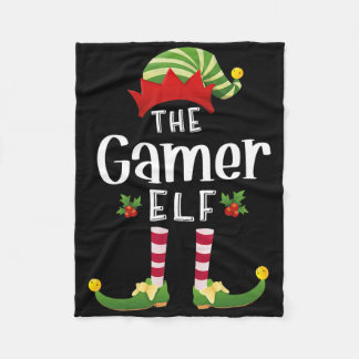 Gamer Christmas Elf Matching Pajama X-mas Party  Fleece Blanket