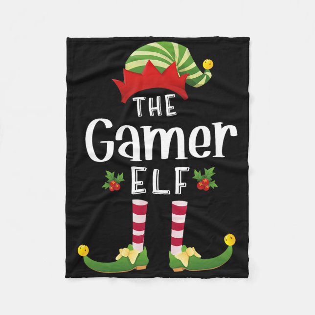 Gamer Christmas Elf Matching Pajama X-mas Party  Fleece Blanket (Front)