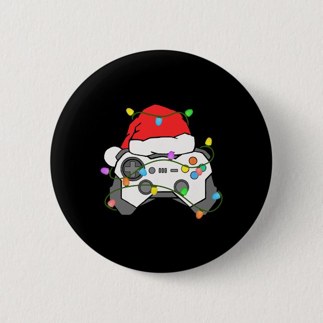 Gamer Christmas Gaming Santa Hat Video Game Contro 6 Cm Round Badge (Front)