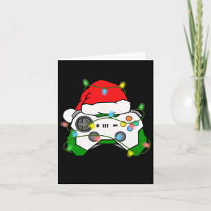 Gamer Christmas Gaming Santa Hat Video Game Contro Card