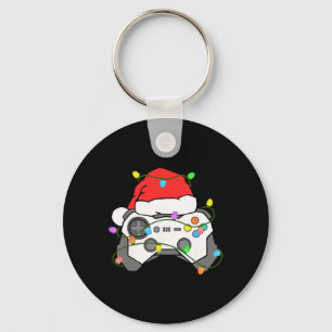 Gamer Christmas Gaming Santa Hat Video Game Contro Key Ring
