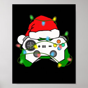 Gamer Christmas Gaming Santa Hat Video Game Contro Poster