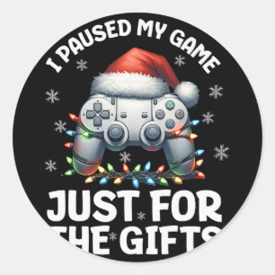 Gamer Christmas Gaming Xmas Video Games Boys Chris Classic Round Sticker