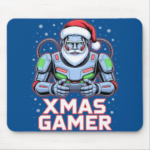 Gamer Christmas Gifts Cyber Santa Robot Xmas Gamer Mouse Pad