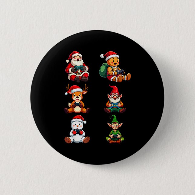 Gamer Christmas Pajamas Kids Boys Youth Teen Chris 6 Cm Round Badge (Front)