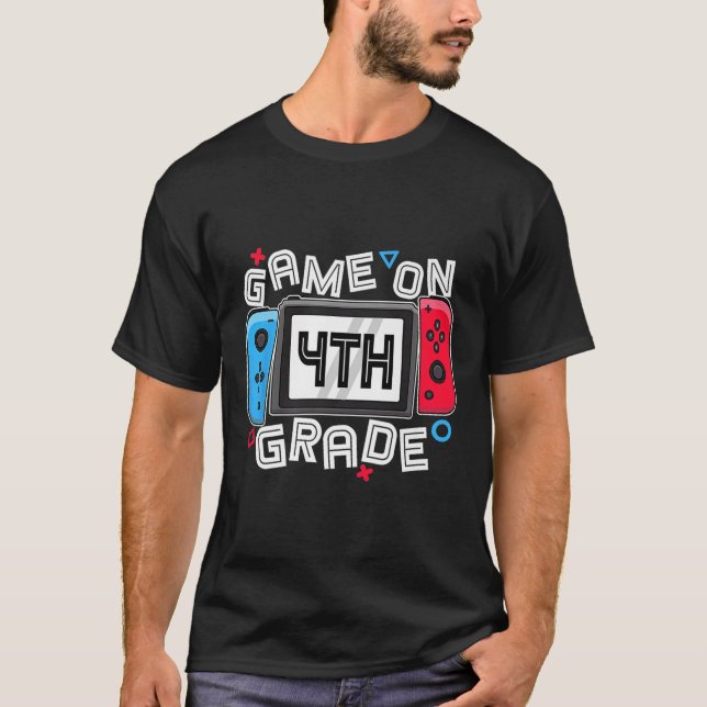 Gamer Ck To School Funny Game On 4th Grade Kids Bo T-Shirt (Front)