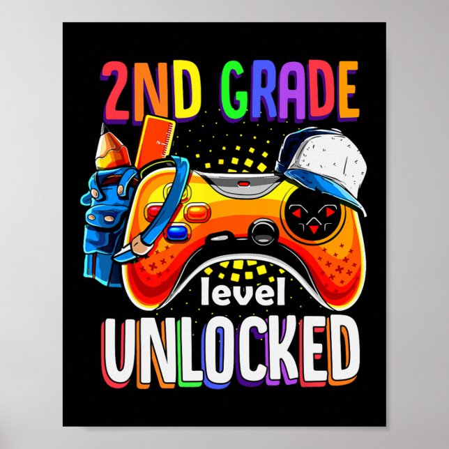Gamer Ck To School Gamepad 2nd Second Grade Level  Poster (Front)