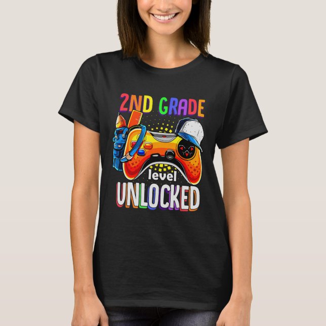 Gamer Ck To School Gamepad 2nd Second Grade Level  T-Shirt (Front)