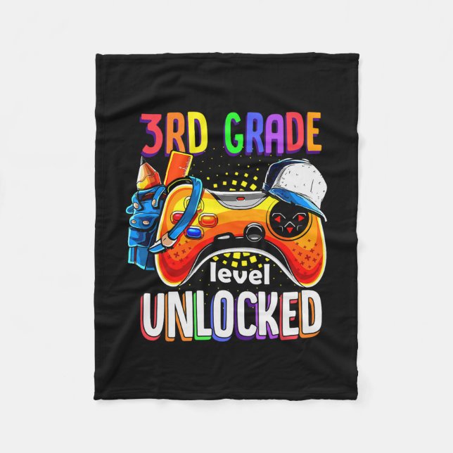 Gamer Ck To School Gamepad 3rd Third Grade Level U Fleece Blanket (Front)