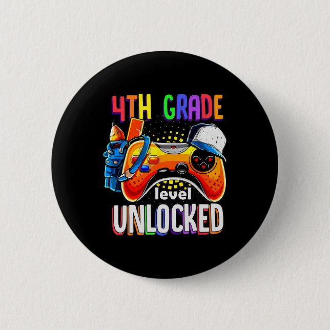 Gamer Ck To School Gamepad 4th Fourth Grade Level  6 Cm Round Badge (Front)