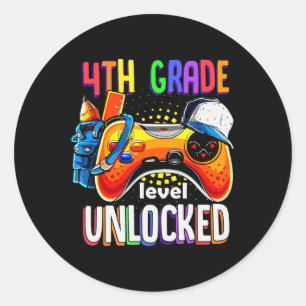 Gamer Ck To School Gamepad 4th Fourth Grade Level Classic Round Sticker