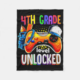 Gamer Ck To School Gamepad 4th Fourth Grade Level  Fleece Blanket