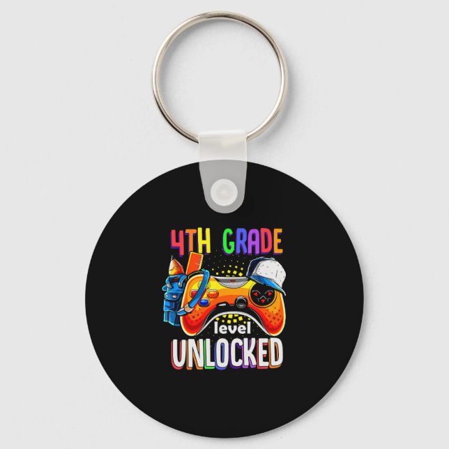Gamer Ck To School Gamepad 4th Fourth Grade Level  Key Ring (Front)