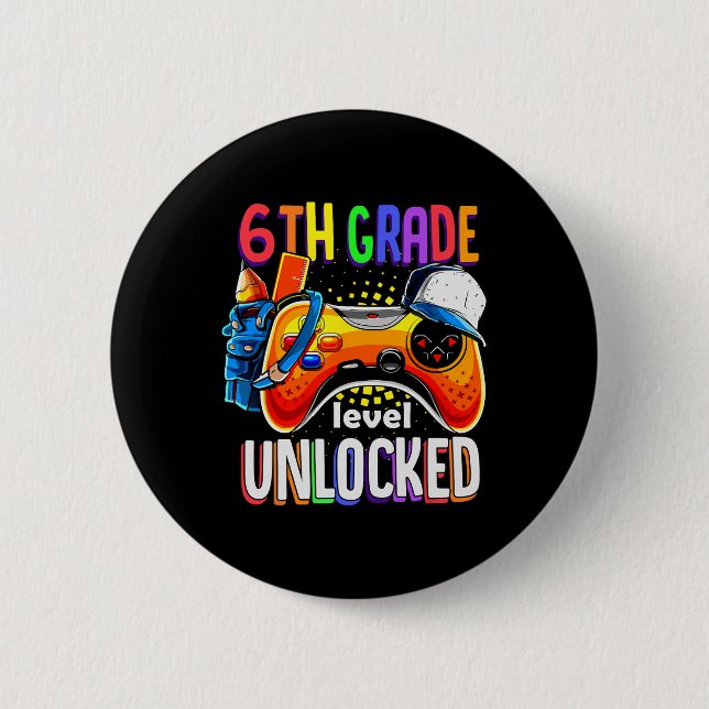 Gamer Ck To School Gamepad Sixth 6th Grade Level U 6 Cm Round Badge (Front)