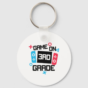 Gamer Ck To School Shirt Boy Game On Third 3rd Gra Key Ring