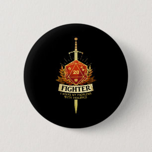 Gamer Cl Fighter Rpg Trpg Fantasy Gaming - Black 6 Cm Round Badge