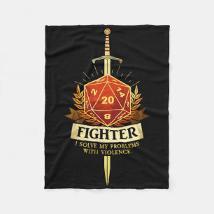 Gamer Cl Fighter Rpg Trpg Fantasy Gaming - Black Fleece Blanket
