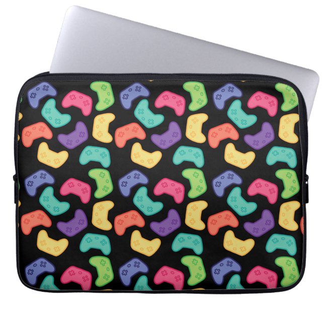 Gamer Colourful Cartoon Video Game Controllers  Laptop Sleeve (Front)