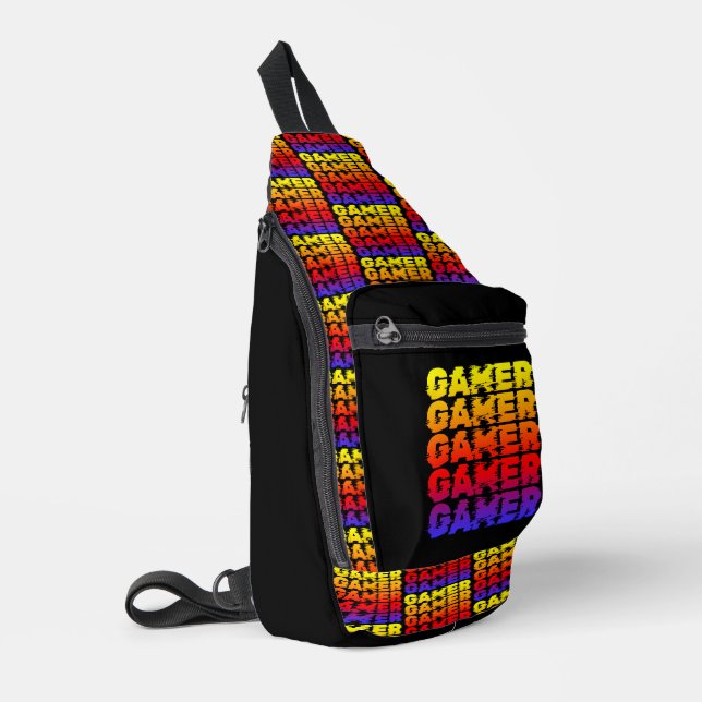 Gamer Colourful Typography Gaming Sling Bag (Left Corner)
