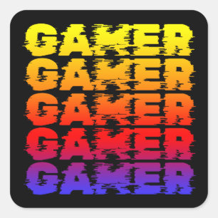 Gamer Colourful Typography Gaming Square Sticker