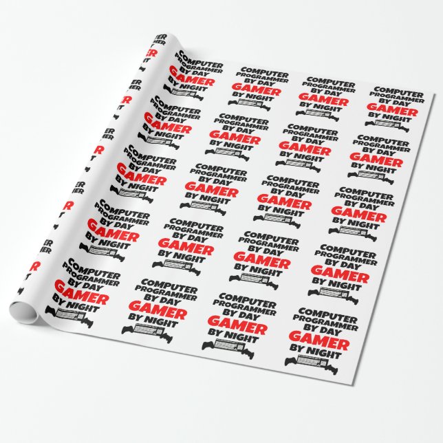 Gamer Computer Programmer Wrapping Paper (Unrolled)