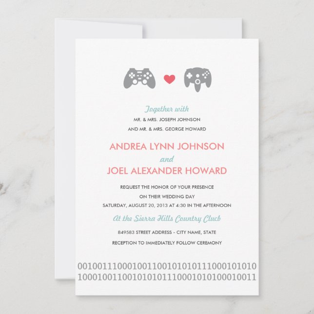 Gamer Controller Love Wedding Invitation (Front)
