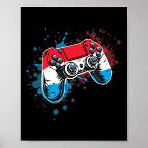 Gamer Controller With Luxembourg Flag Poster