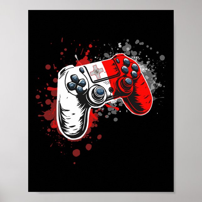 Gamer Controller With Malta Flag  Poster (Front)