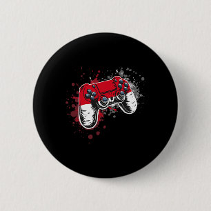 Gamer Controller With Monaco Flag 6 Cm Round Badge