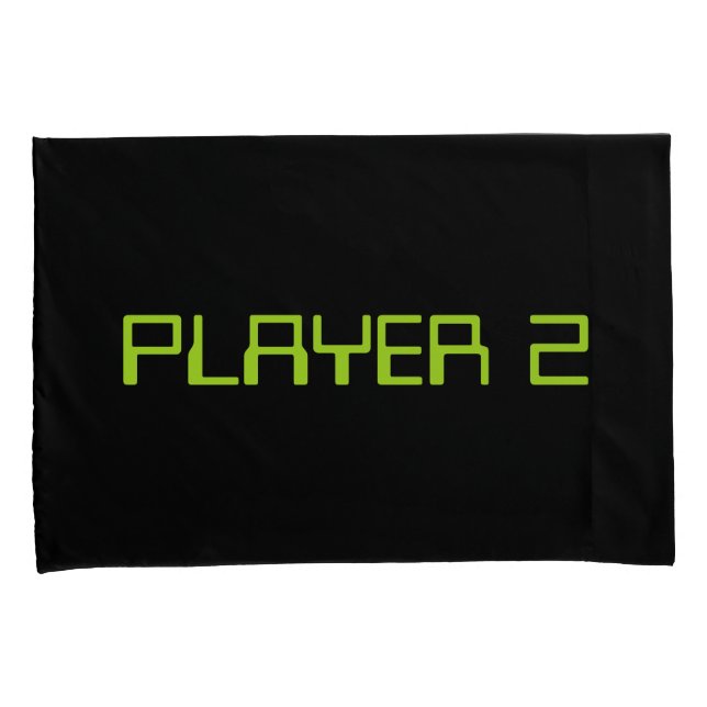 Gamer Couple.  Player 1 Player 2 Pillowcase (Front-Right)