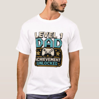 Gamer Dad Achievement Unlocked Level 1 Dad T-Shirt