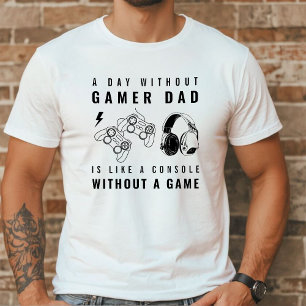 Gamer Dad Black and White Typography Gamer T-Shirt
