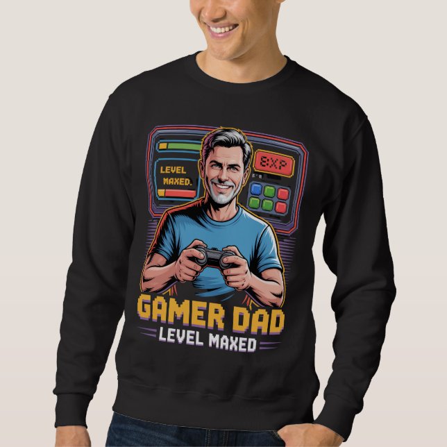 Gamer Dad Tshirt Level Maxed for Video Game Lovers (Front)