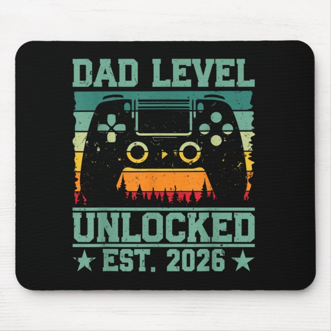 Gamer Daddy Dad Level Unlocked Est 2026 Funny Soon Mouse Pad (Front)