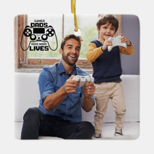 Gamer Dads Fathers Day Custom Photo Ceramic Ornament