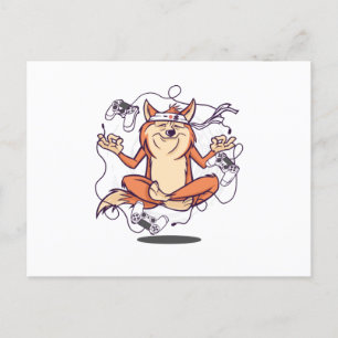 Gamer dog meditating postcard