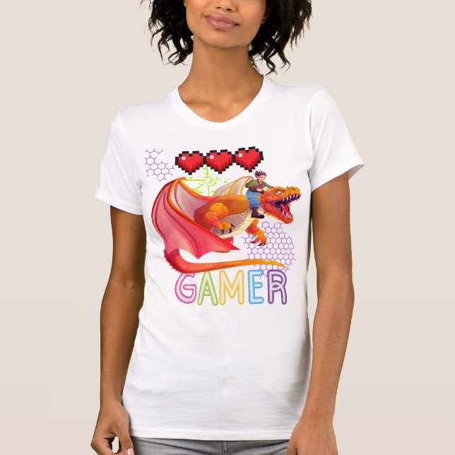 Gamer Dragon Mom – Cute Fantasy Gaming Dragon Mom  T-Shirt (Front)