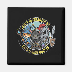 Gamer Easily Distracted By Cats Side Quests Rpg Ca Magnet