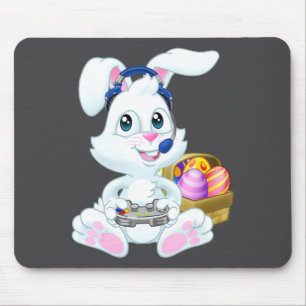 Gamer Easter Bunny Rabbit Video Game Player With C Mouse Pad