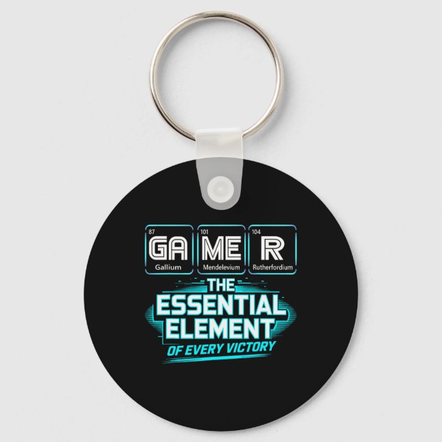 Gamer Element Periodic Table Chemistry Science Pla Key Ring (Front)