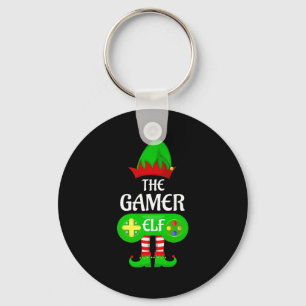 Gamer Elf Christmas Family Video Gaming Elf Squad Key Ring