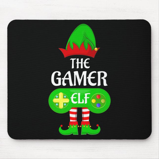 Gamer Elf Christmas Family Video Gaming Elf Squad  Mouse Pad (Front)