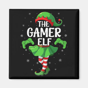 Gamer Elf Christmas Girls Women Elf Squad Xmas Fam Magnet