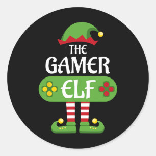 Gamer Elf Christmas Matching Group Family Classic Round Sticker