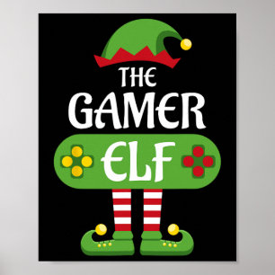Gamer Elf Christmas Matching Group Family Poster