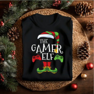 Gamer Elf Family Matching Christmas Outfit Name T-Shirt