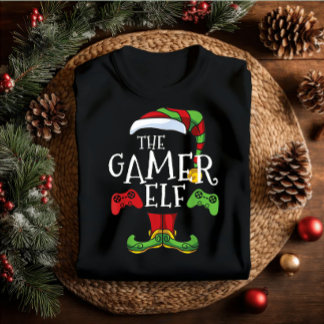 Gamer Elf Family Matching Christmas Outfit Name T-Shirt