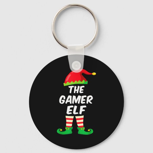 Gamer Elf Family Matching Funny Christmas Costume  Key Ring (Front)